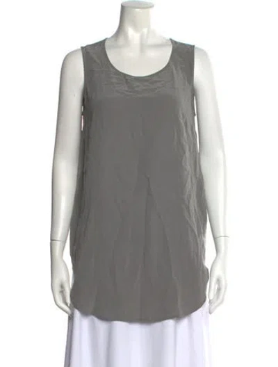Pre-owned Iris Von Arnim Silk Scoop Neck Top In Gray