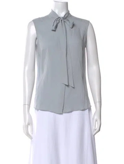 Pre-owned Iris Von Arnim Silk Tie Neck Blouse In Blue