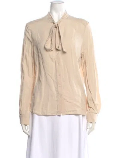 Pre-owned Iris Von Arnim Silk Tie Neck Blouse In Neutral