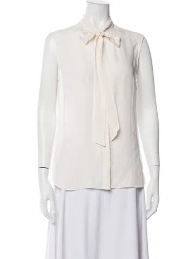 Pre-owned Iris Von Arnim Silk Tie Neck Blouse In Neutrals
