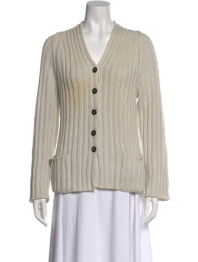 Pre-owned Iris Von Arnim Striped V-neck Sweater In Gray