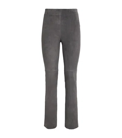 Iris Von Arnim Suede Philine Straight Trousers In Gray