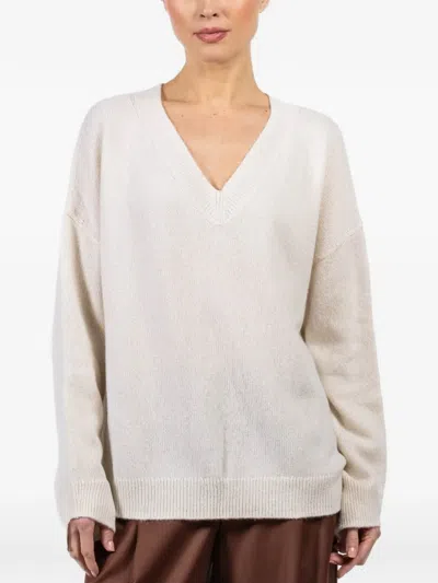 Iris Von Arnim Swan V-neck Sweater In Neutral