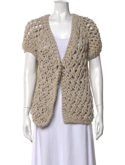 Pre-owned Iris Von Arnim V-neck Sweater In Neutrals