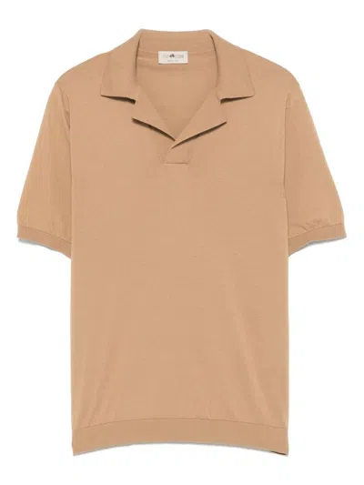 Irish Crone Camel Cotton Polo Shirt In Beige