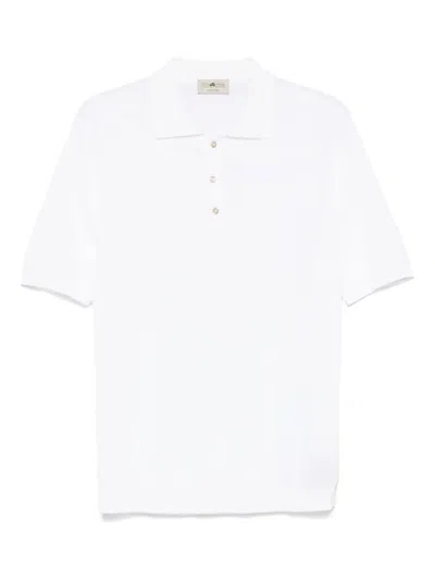 Irish Crone Fine-knit Polo Shirt In White
