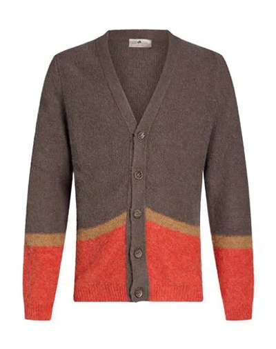 Irish Crone Man Cardigan Chocolate Brown Size Xxl Acrylic, Alpaca Wool, Polyamide, Virgin Wool In Multi