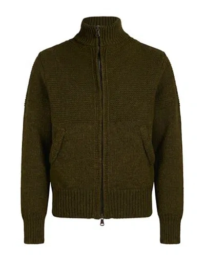 Irish Crone Man Cardigan Military Green Size M Wool
