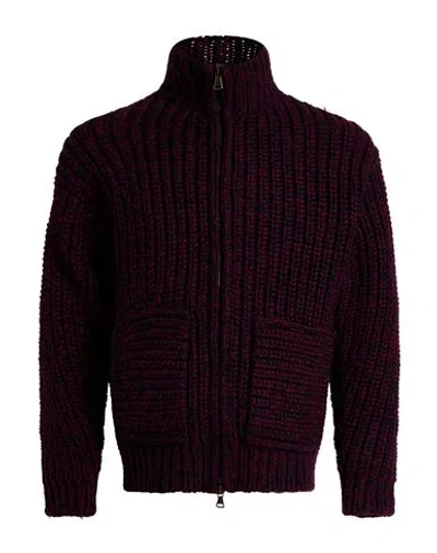 Irish Crone Man Cardigan Plum Size S Virgin Wool, Polyamide In Purple