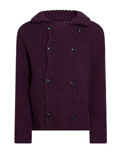 Irish Crone Man Cardigan Plum Size S Wool In Purple