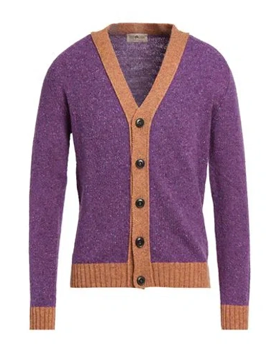 Irish Crone Man Cardigan Purple Size L Wool