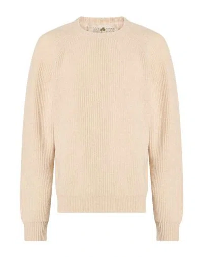 Irish Crone Man Sweater Beige Size L Virgin Wool In Neutral