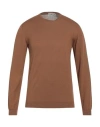Irish Crone Man Sweater Camel Size S Cotton In Beige