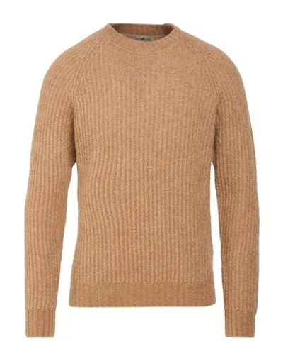 Irish Crone Man Sweater Camel Size M Virgin Wool, Cotton, Polyamide In Brown