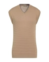 Irish Crone Man Sweater Camel Size S Cotton In Beige