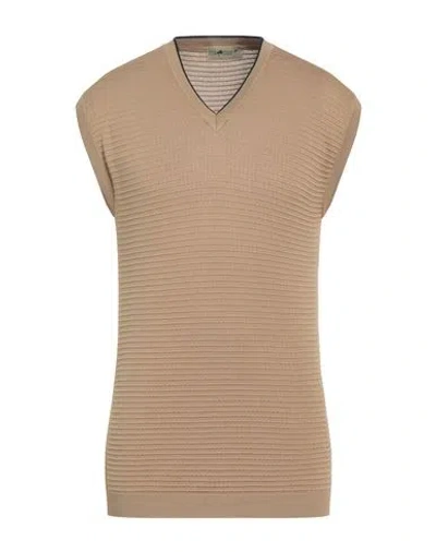 Irish Crone Man Sweater Camel Size S Cotton In Beige