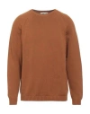 Irish Crone Man Sweater Camel Size Xl Cotton In Brown