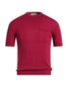 Irish Crone Man Sweater Garnet Size M Cotton In Pink