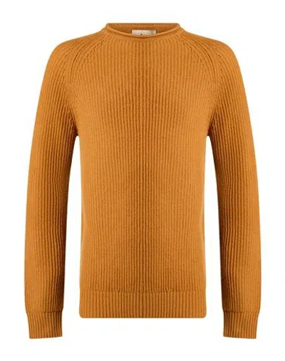 Irish Crone Man Sweater Mandarin Size Xxl Virgin Wool In Orange
