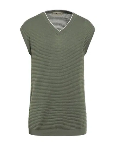 Irish Crone Man Sweater Military Green Size S Cotton