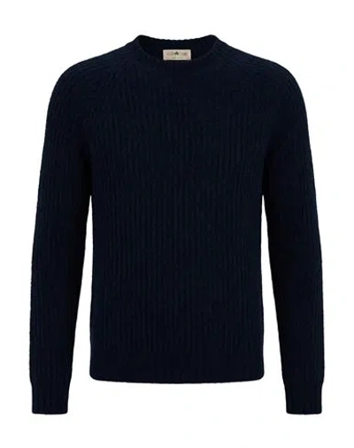 Irish Crone Man Sweater Navy Size Xxl Virgin Wool, Cotton, Polyamide In Blue