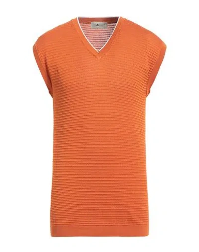 Irish Crone Man Sweater Rust Size S Cotton In Red