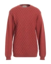 Irish Crone Man Sweater Rust Size Xl Virgin Wool In Red