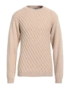 Irish Crone Man Sweater Sand Size Xl Virgin Wool In Beige