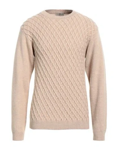 Irish Crone Man Sweater Sand Size Xl Virgin Wool In Beige