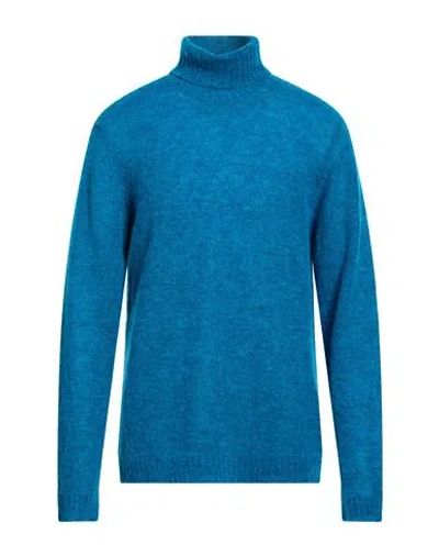 Irish Crone Man Turtleneck Azure Size L Alpaca Wool, Polyamide, Wool In Blue