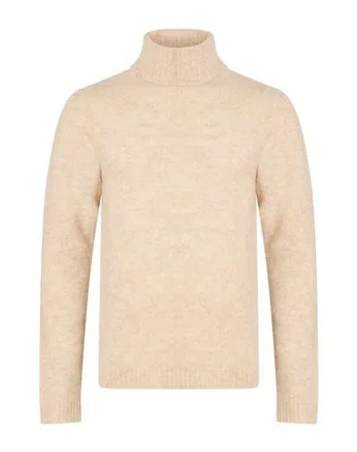 Irish Crone Man Turtleneck Beige Size M Alpaca Wool, Polyamide, Wool In Neutral