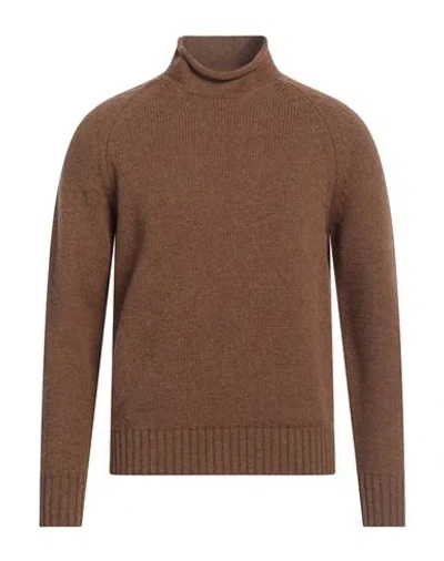 Irish Crone Man Turtleneck Camel Size L Virgin Wool