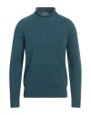 Irish Crone Man Turtleneck Deep Teal Size L Virgin Wool