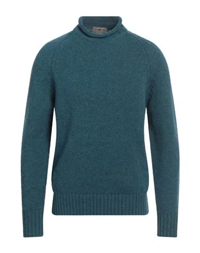 Irish Crone Man Turtleneck Deep Teal Size L Virgin Wool