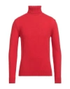 Irish Crone Man Turtleneck Red Size M Virgin Wool In Red
