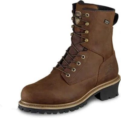 Pre-owned Irish Setter , Mesabi, Men's, 8", Waterproof, Soft Toe, Logger Boot In Brown