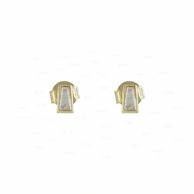 Pre-owned Irisha Designs 14k Gold Diamond Taper Baguette Stud Earrings Fine Jewelry Gift In F-g