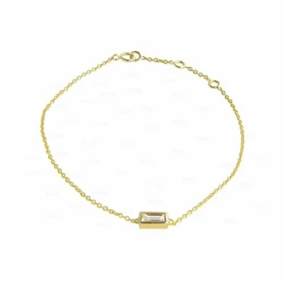 Pre-owned Irisha Designs Baguette Diamond Minimal Chain Bracelet Fine Jewelry In F-g
