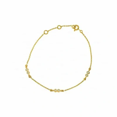 Pre-owned Irisha Designs Diamond And Gold 14k Wedding Chain Bracelet Handmade Fine Jewelry For Women In F-g
