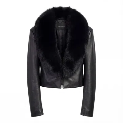 Irmak Su Guclu Women's Black Irtysh Leather Fur Blazer