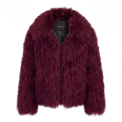 Irmak Su Guclu Women's Red Euphrates Burgundy Mongolian Fur