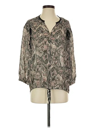 Pre-owned Iro 3/4 Sleeve Silk Top Gray Keyhole Neckline Tops