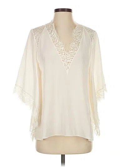 Pre-owned Iro 3/4 Sleeve Silk Top Ivory Plunge Neckline Tops In White