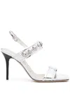 Iro 95mm Studded Leather Sandals In Silver