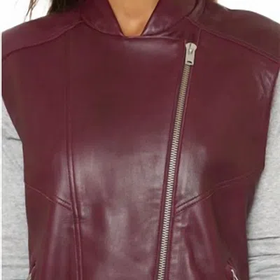 Iro Abrega Leather Vest In Burgundy In Red