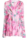Iro Abstract-print Long-sleeve Mini Dress In Rosa
