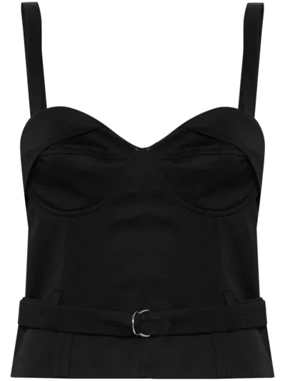 Iro Adim Belted Cropped Top In Black
