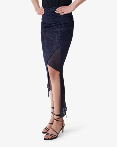 Iro Affila Asymmetrical Skirt In Metallic Purple/black In Multi