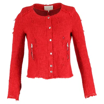 Iro Agnette Distressed Jacket In Red Tweed