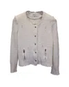 Iro Agnette Tweed Jacket In White Cotton In White